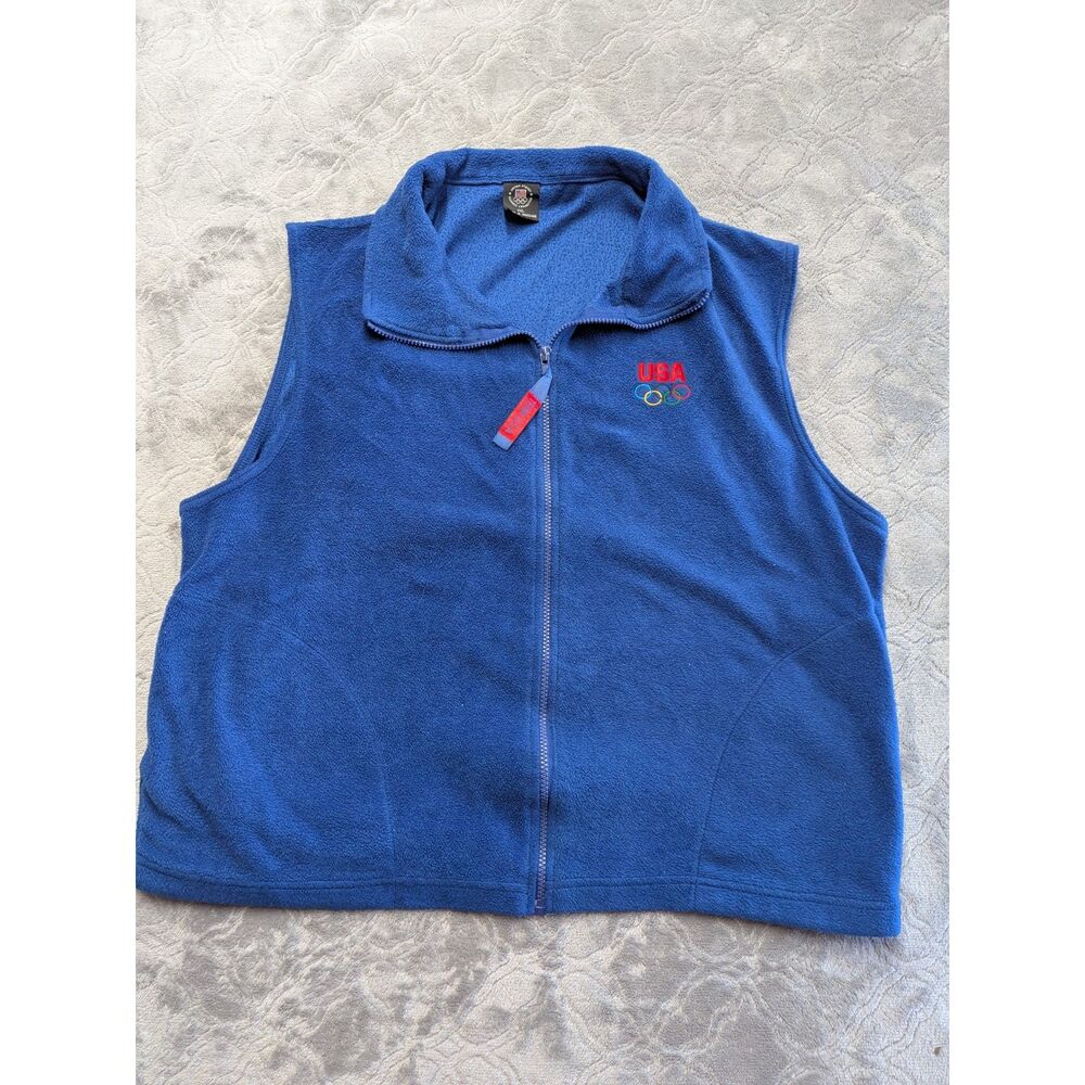 USA Olympic Team Fleece Vest Blue Full Zip XXL United States Olympic Committee